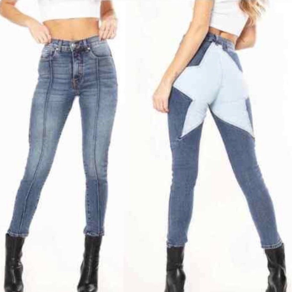Revice Venus Skinny Jeans Star Butt Size 26 High Waist Crop Two Tone